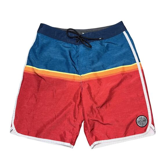 Rip Curl Shorts Mens 30 Blue Red Boardshorts Swim Trunks Drawstring CB07R7 Logo - Picture 2 of 9
